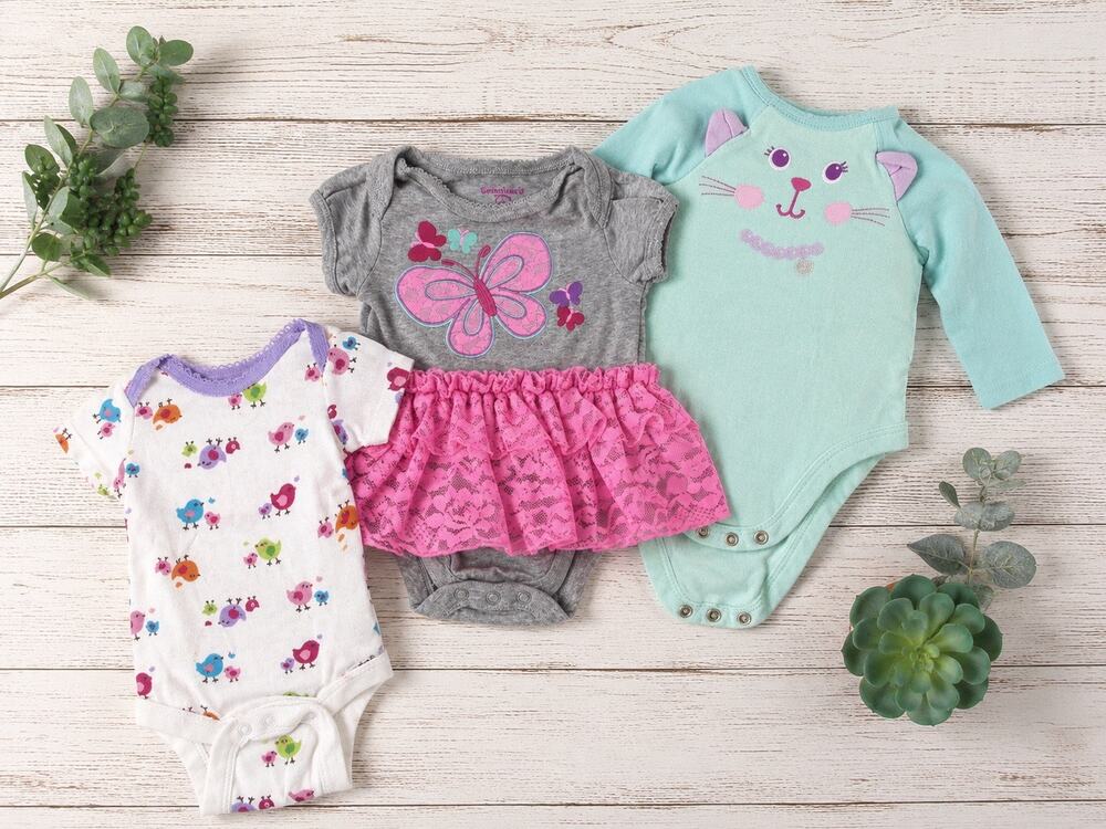 Baby Girl 0-3M Garanimals Onesies Bundle Cat Butterfly Tutu Birds 3 Piece Lot